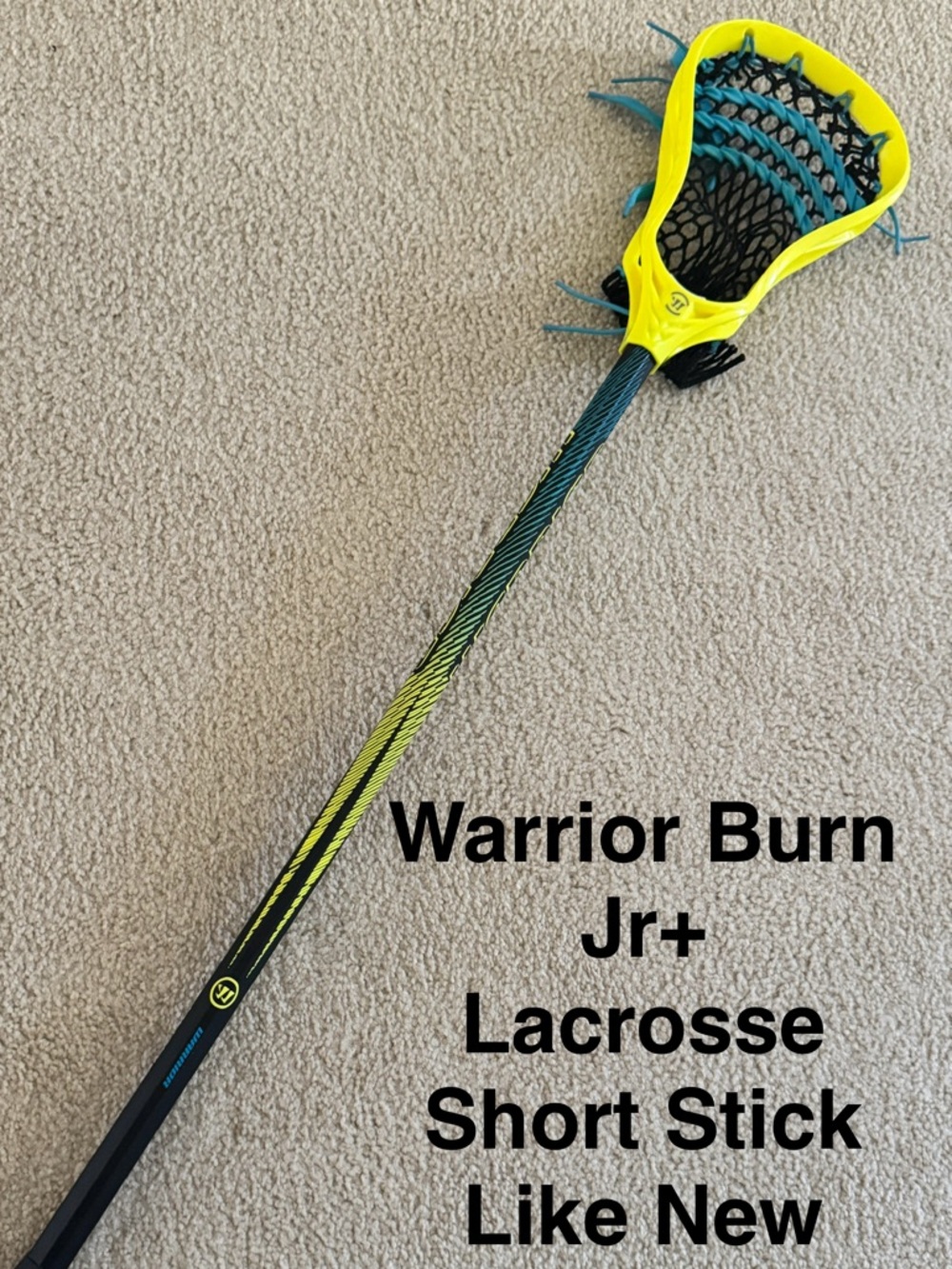 Warrior Burn Jr+ Kids Lacrosse Short Stick - Yellow/Teal